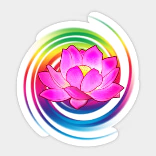 Lotus Flower with Rainbow Spiral Sticker